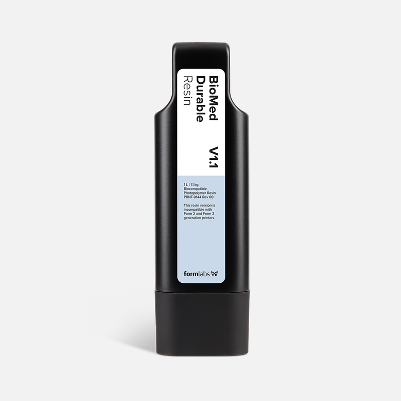 Formlabs BioMed Durable Resin V1 - 1L for Form 4 SLA 3D Printers - Angled View