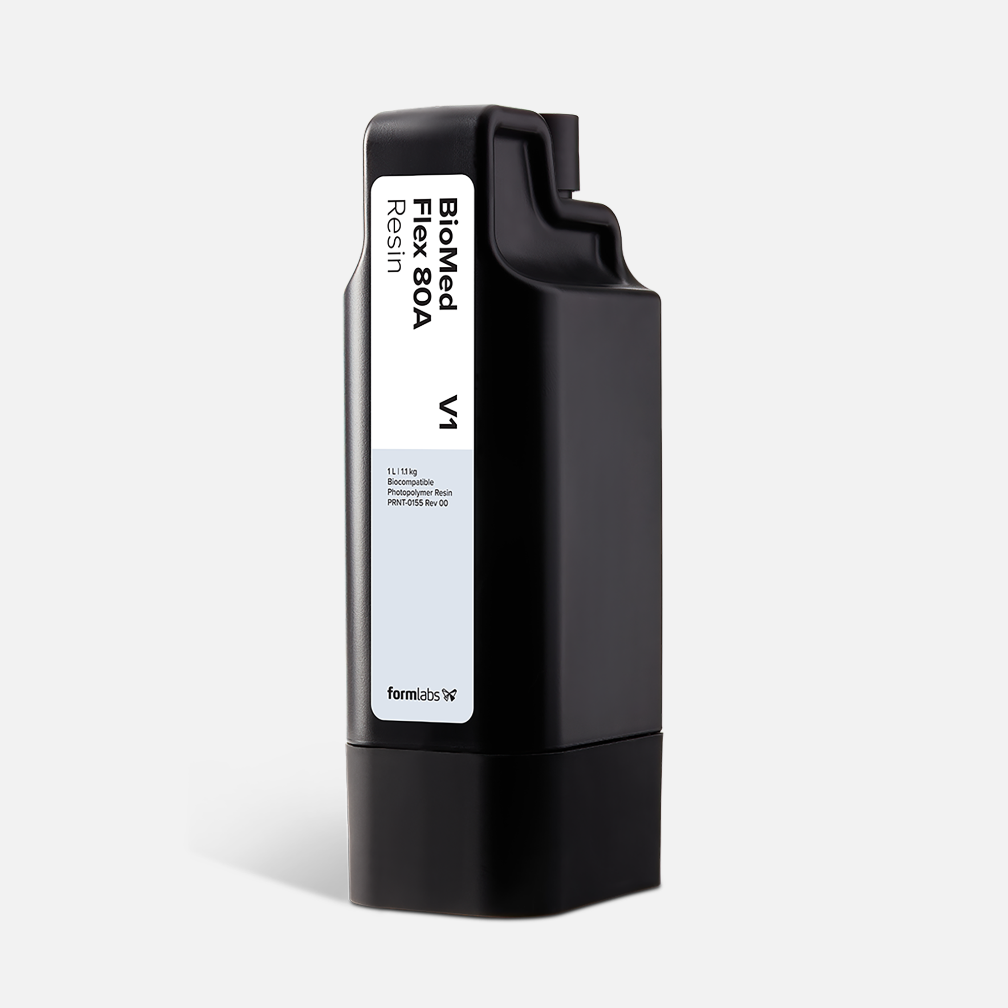 Formlabs BioMed Flex 80A Resin V1 - 1 L for Form 4 SLA 3D Printers - Angled View