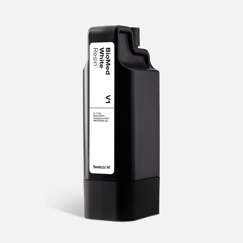Formlabs BioMed White Resin V1 - 1L for Form 4 SLA 3D Printers - Angled View