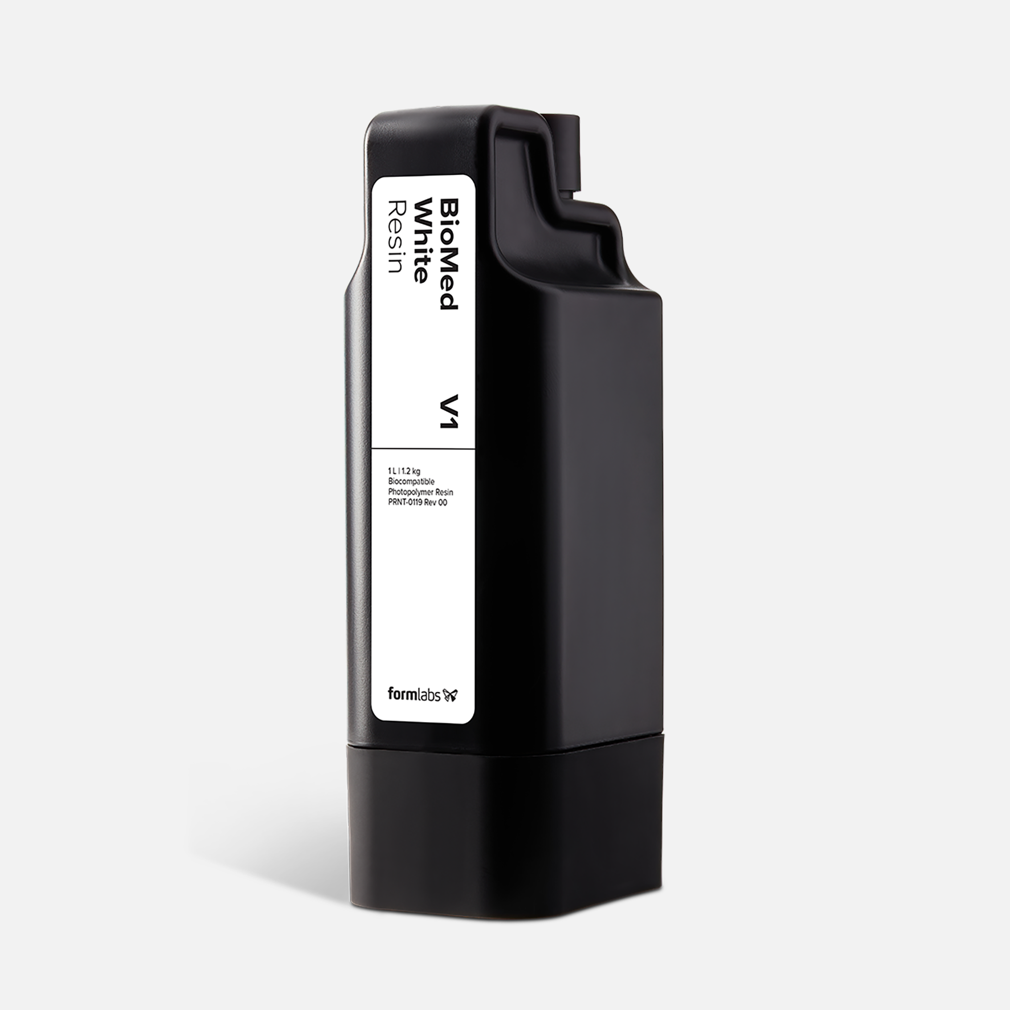 Formlabs BioMed White Resin V1 - 1L for Form 4 SLA 3D Printers - Angled View