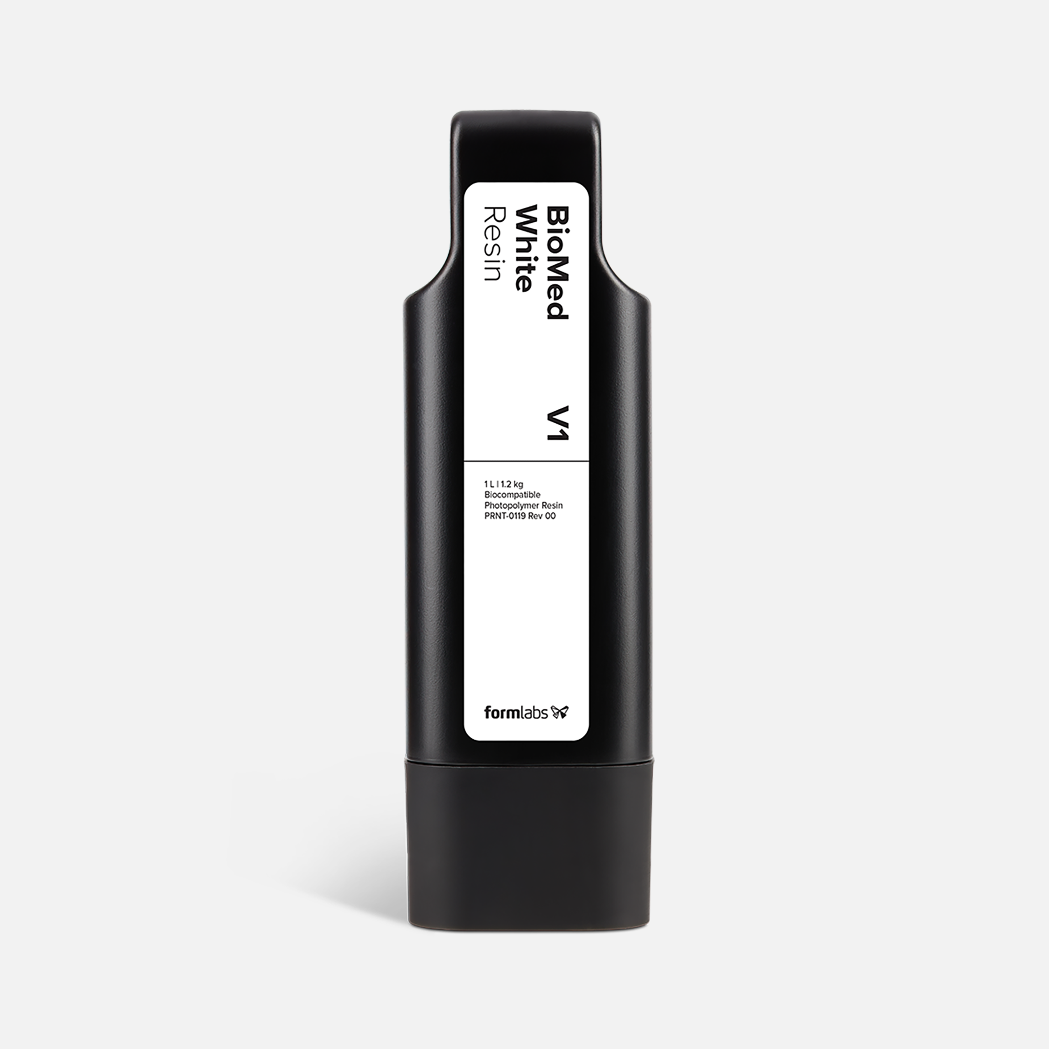 Formlabs BioMed White Resin V1 - 1L for Form 4 SLA 3D Printers - Front View