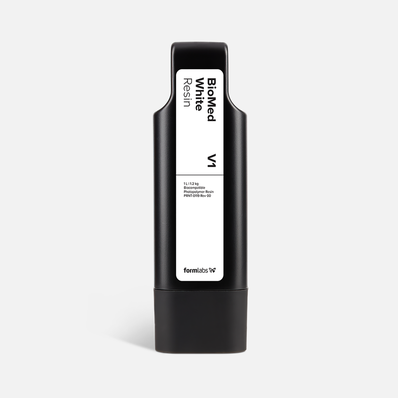 Formlabs BioMed White Resin V1 - 1L for Form 4 SLA 3D Printers - Angled View