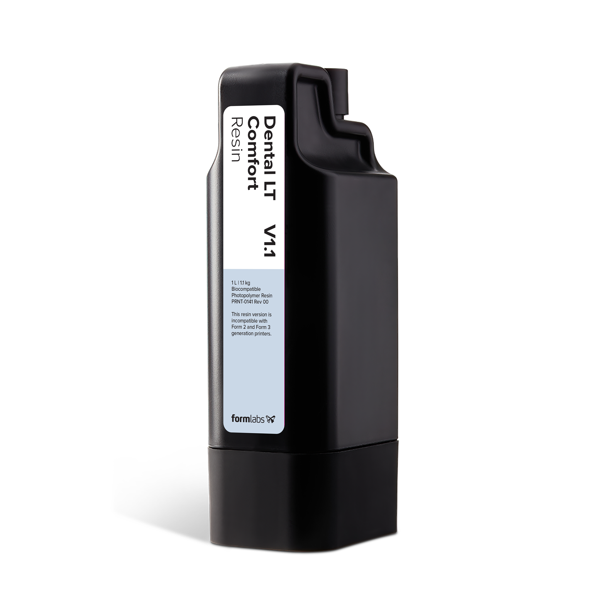 Formlabs® Dental LT Comfort Resin V1.1 - 1L for Form 4B 3D Printers - Angled View