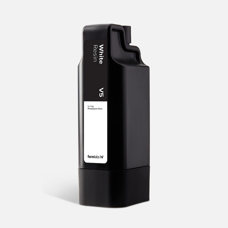 Formlabs White Resin V5 - 1L for Form 4 SLA 3D Printers - Angled View
