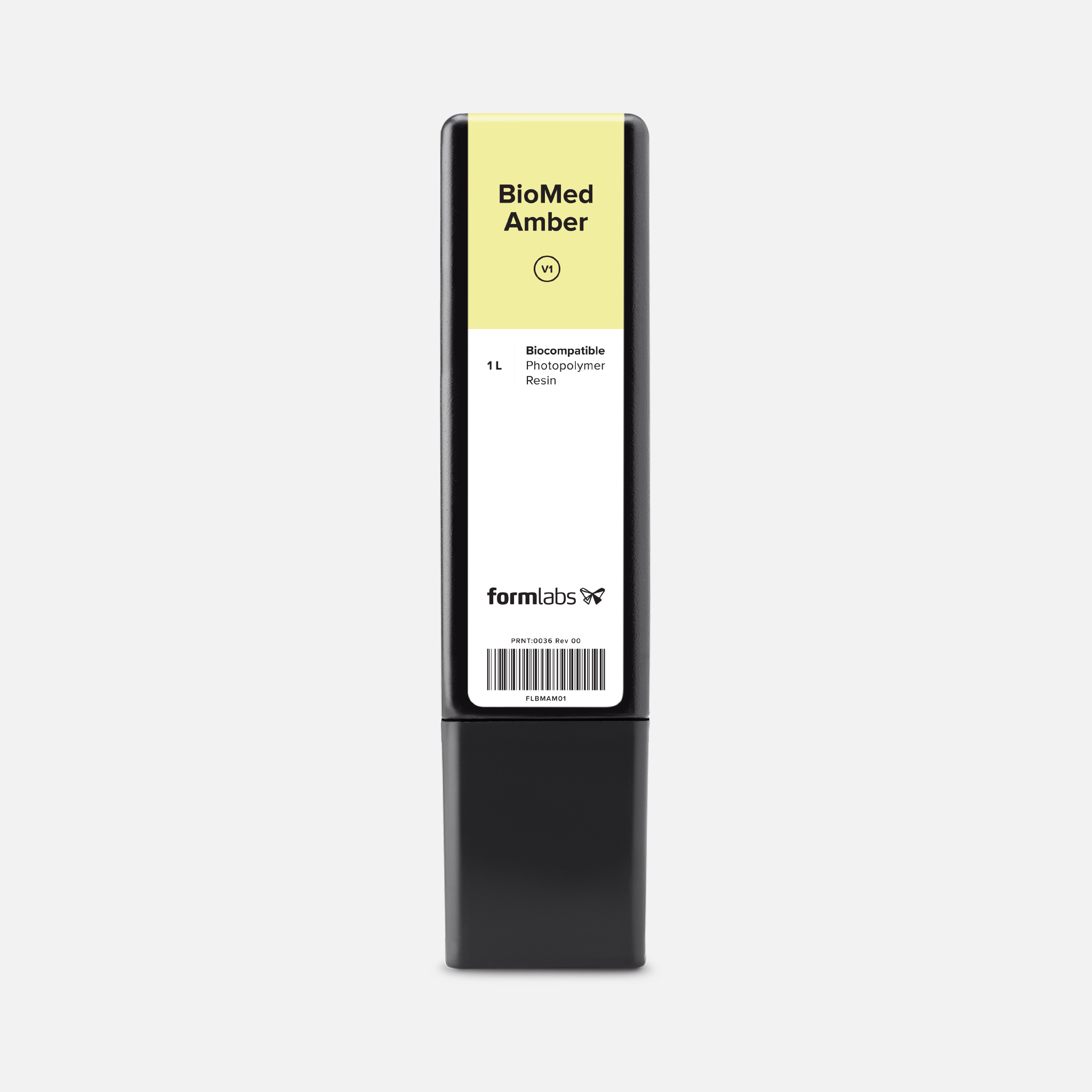 Formlabs BioMed Amber Resin V1 - 1L for Form 3 SLA 3D Printers - Front View