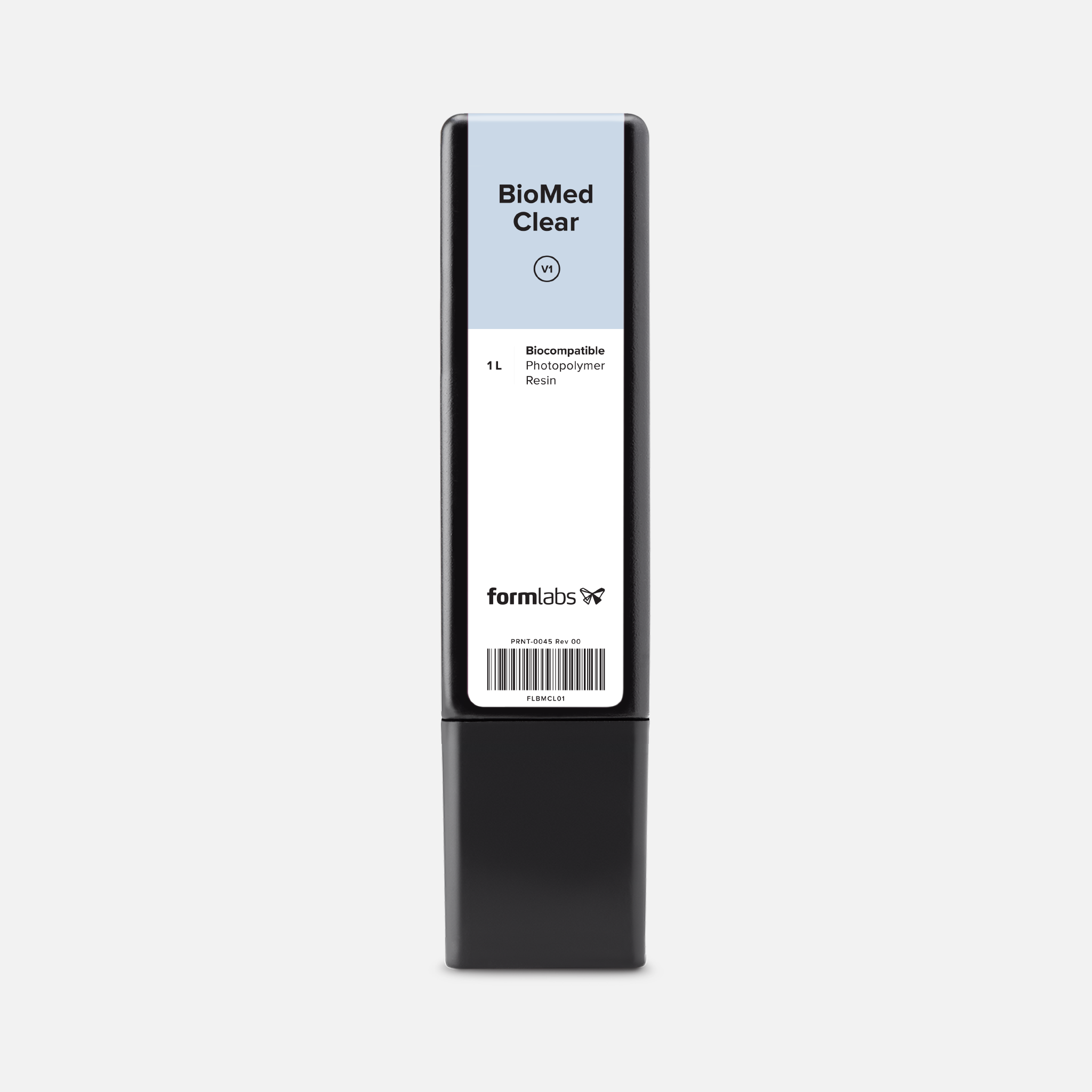 Formlabs BioMed Clear Resin V1 - 1L for Form 3 SLA 3D Printers - Front View