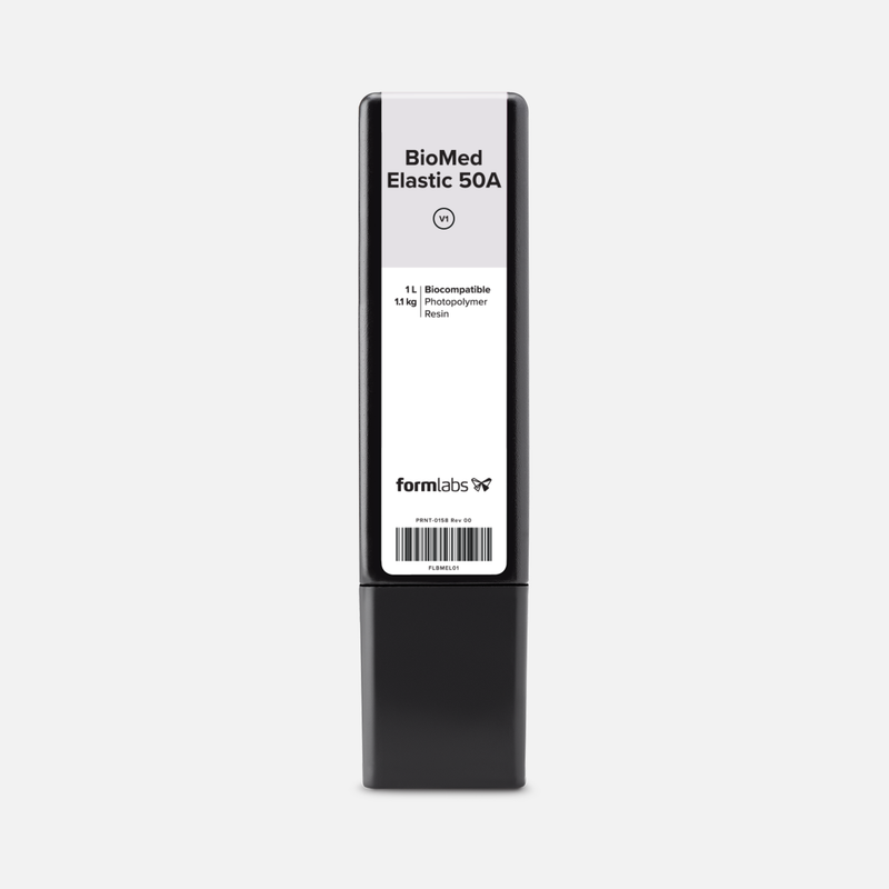 Formlabs BioMed Elastic 50A Resin V1 - 1L for Form 4 SLA 3D Printers - Angled View