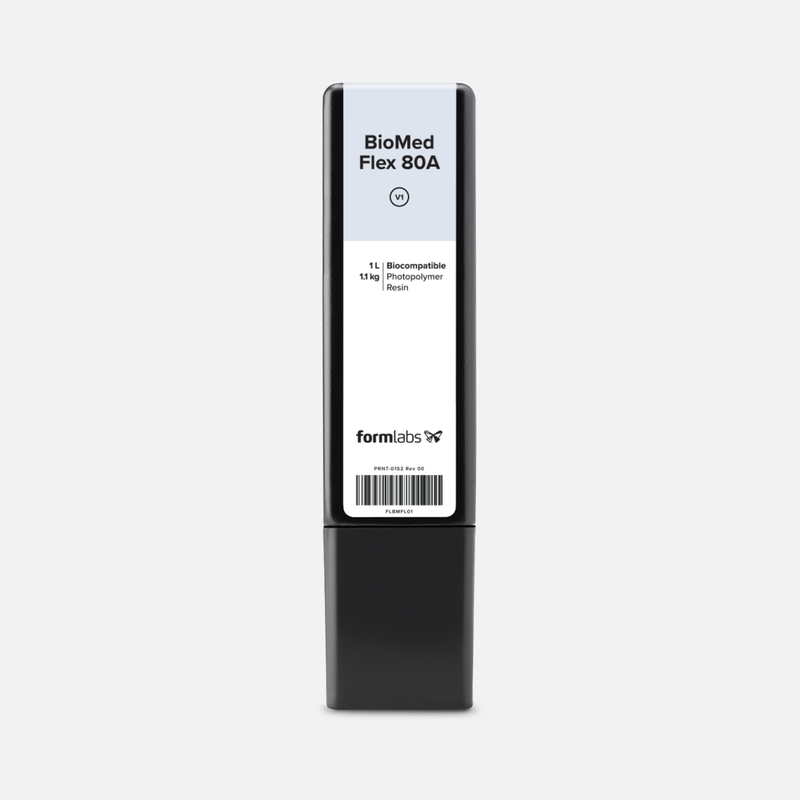 Formlabs BioMed Flex 80A Resin V1 - 1 L for Form 4 SLA 3D Printers - Angled View
