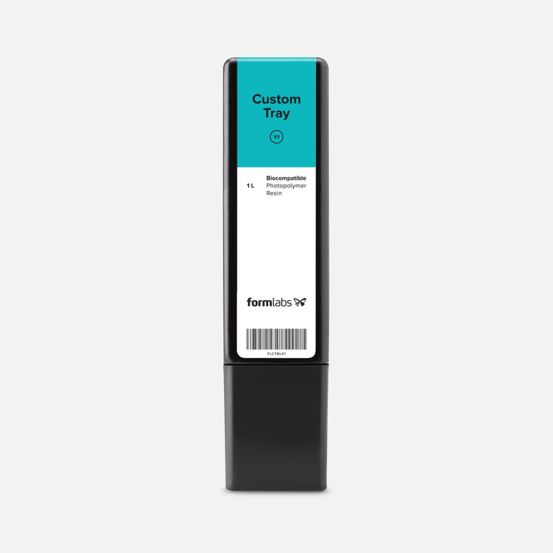 Formlabs Custom Tray Resin V1 - 1 L for Form 4B+ SLA 3D Printers - Angled View