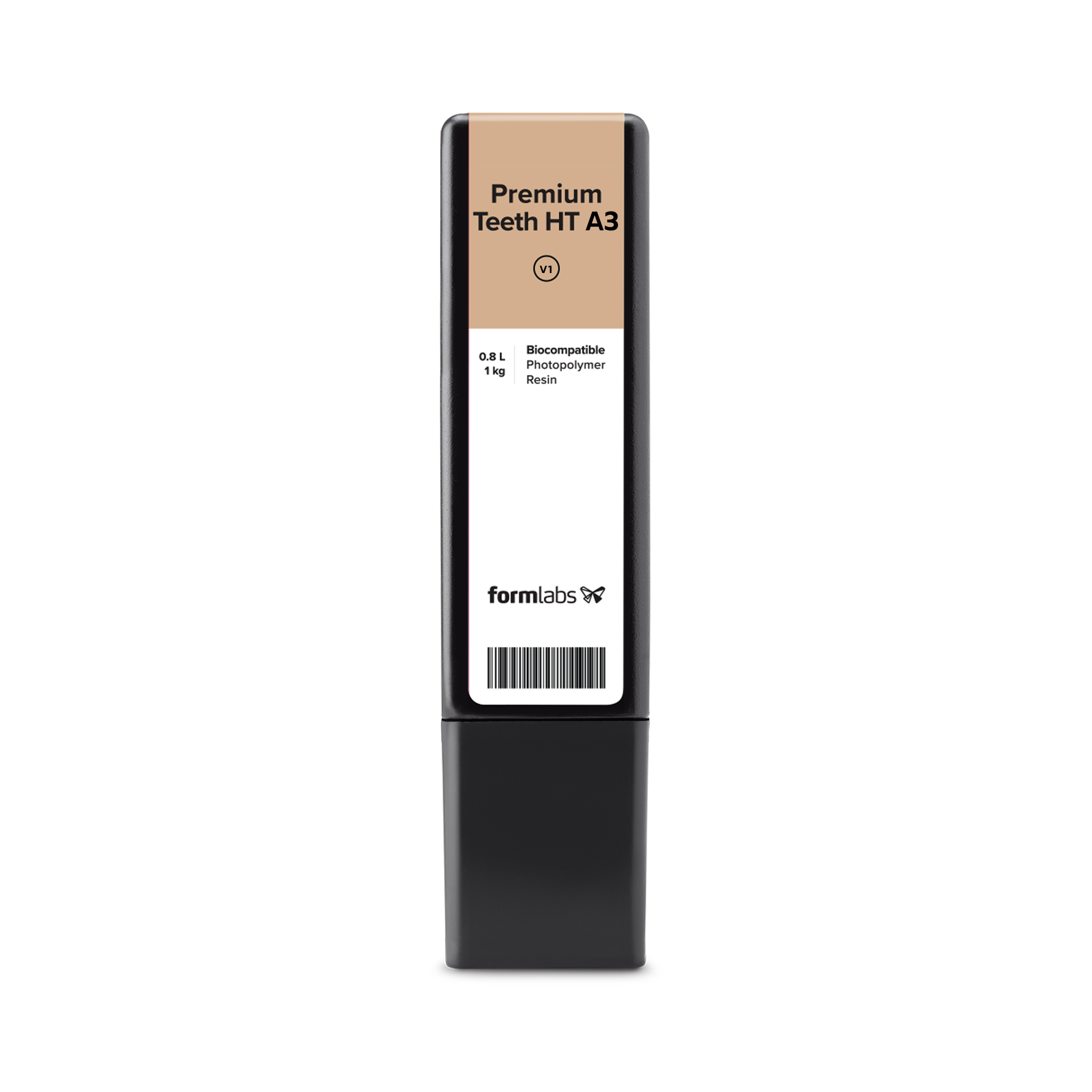 Formlabs Premium Teeth HT A3 Resin V1 - 0.8L for Form 3B 3D Printers - Front View