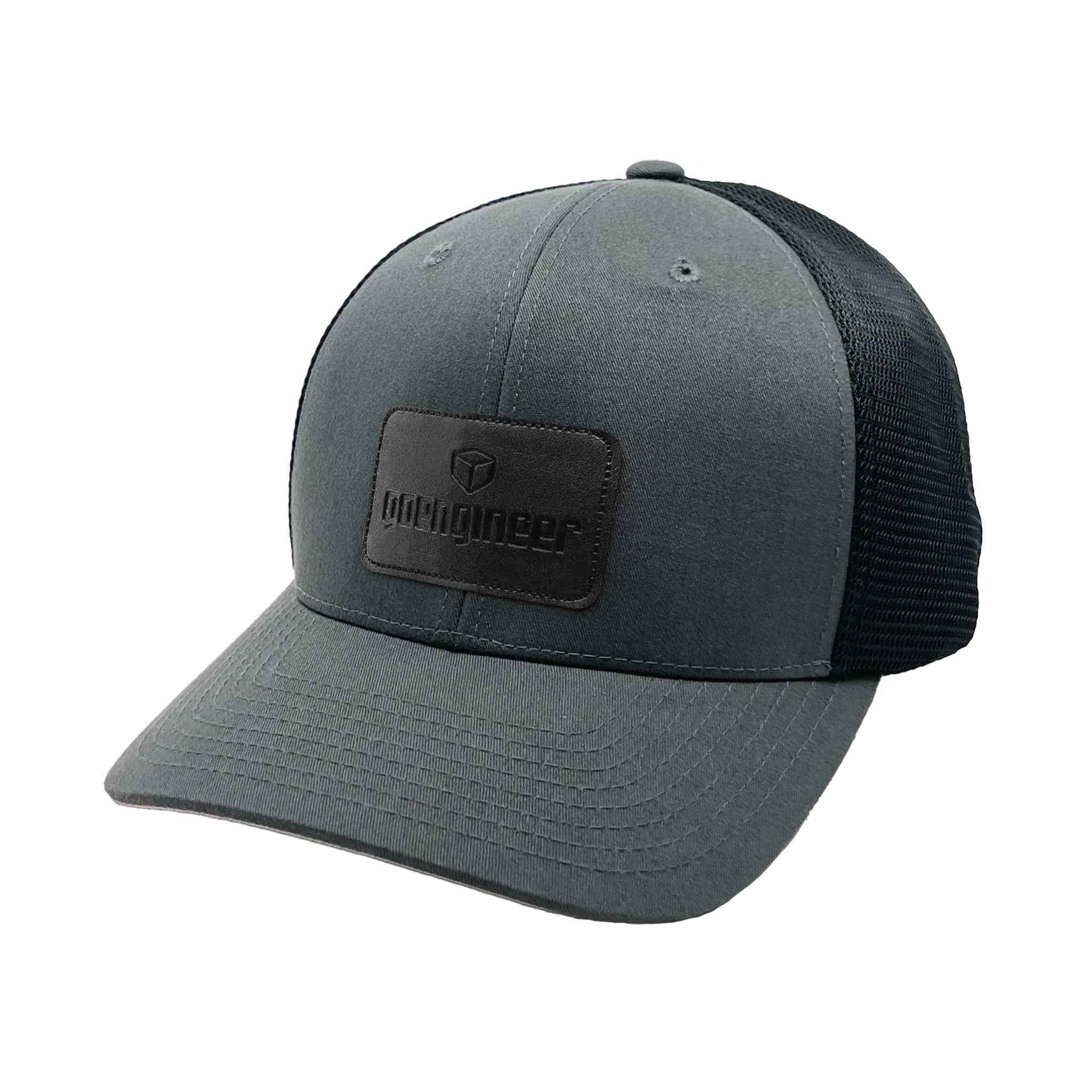 GoEngineer Trucker Hat - Dark Gray and Black with Black Patch