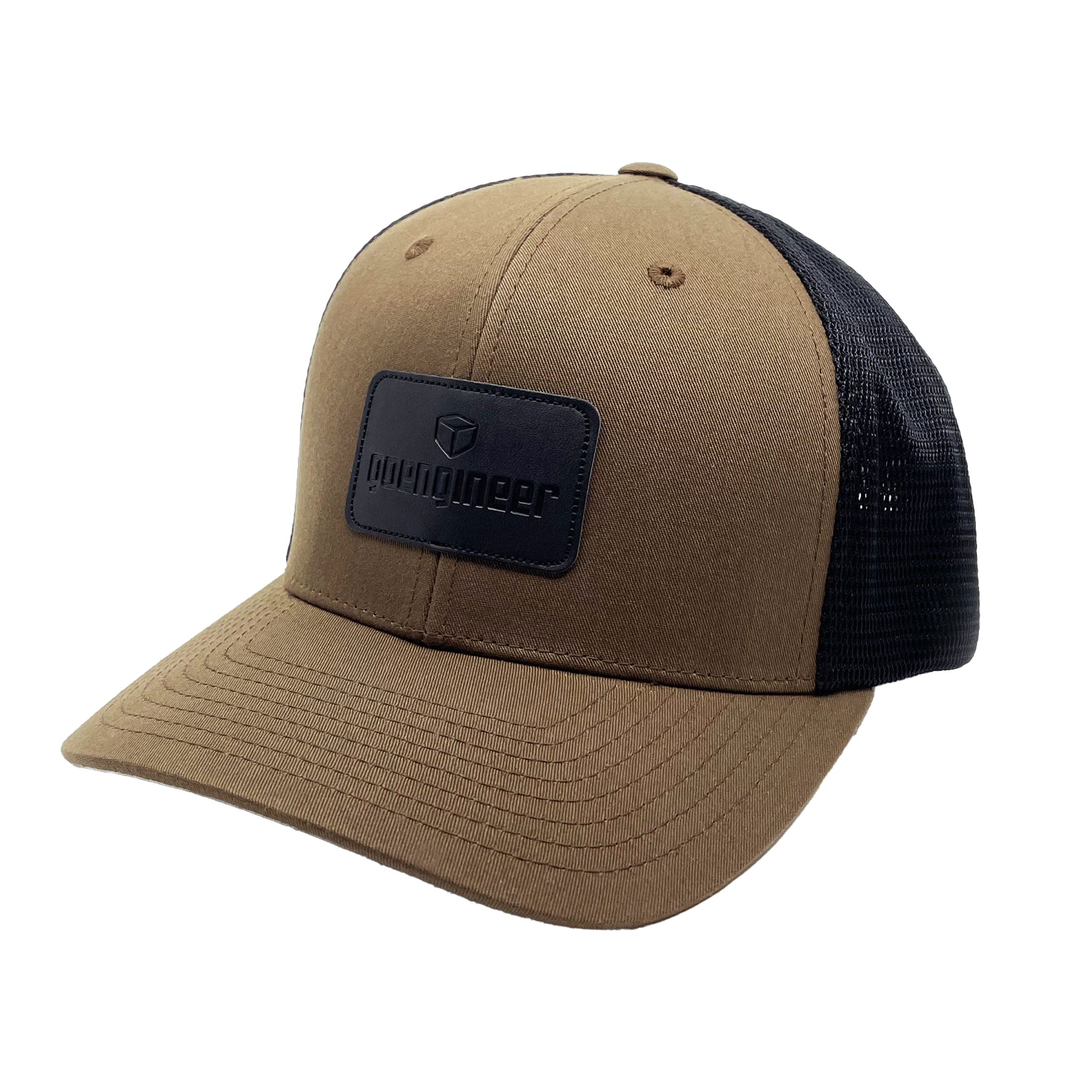GoEngineer Trucker Hat - Tan and Black with Black Patch