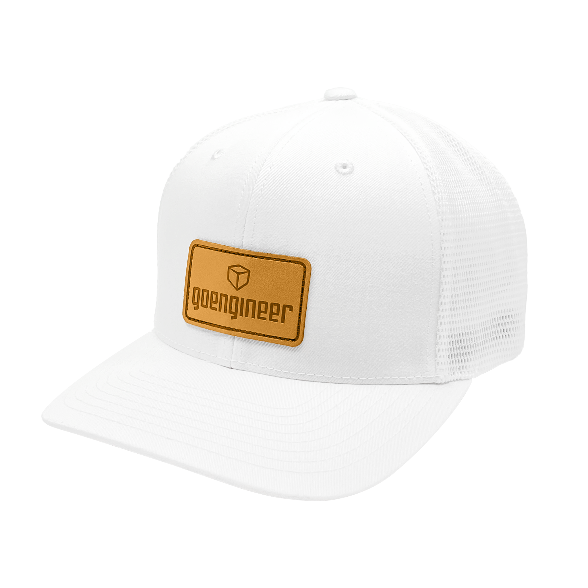 GoEngineer Trucker Hat - White with Brown Patch